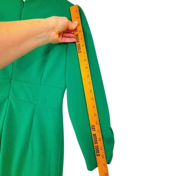 DKNY Sheath Dress 12 Women Green Ruched Sleeve Empire Waist Business Office - Picture 8 of 12